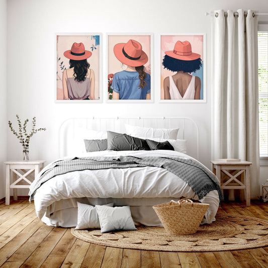 Art For Bedroom | Set of 3 Boho Women Wall art Prints