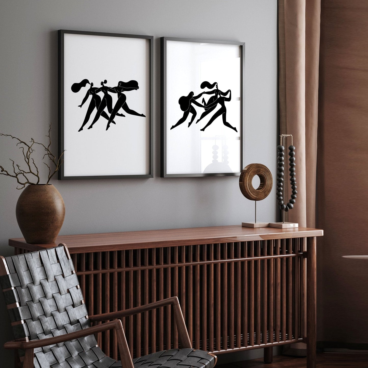 Art For Hallway | Set of 2 Boho Women Wall art Prints