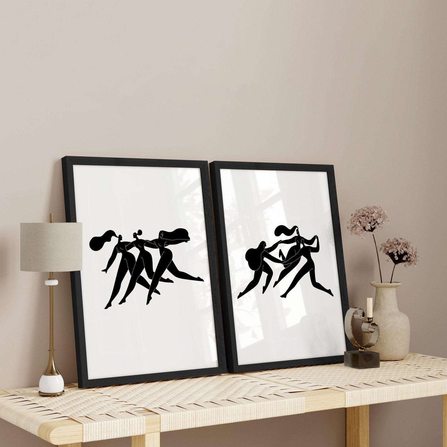 Art For Hallway | Set of 2 Boho Women Wall art Prints