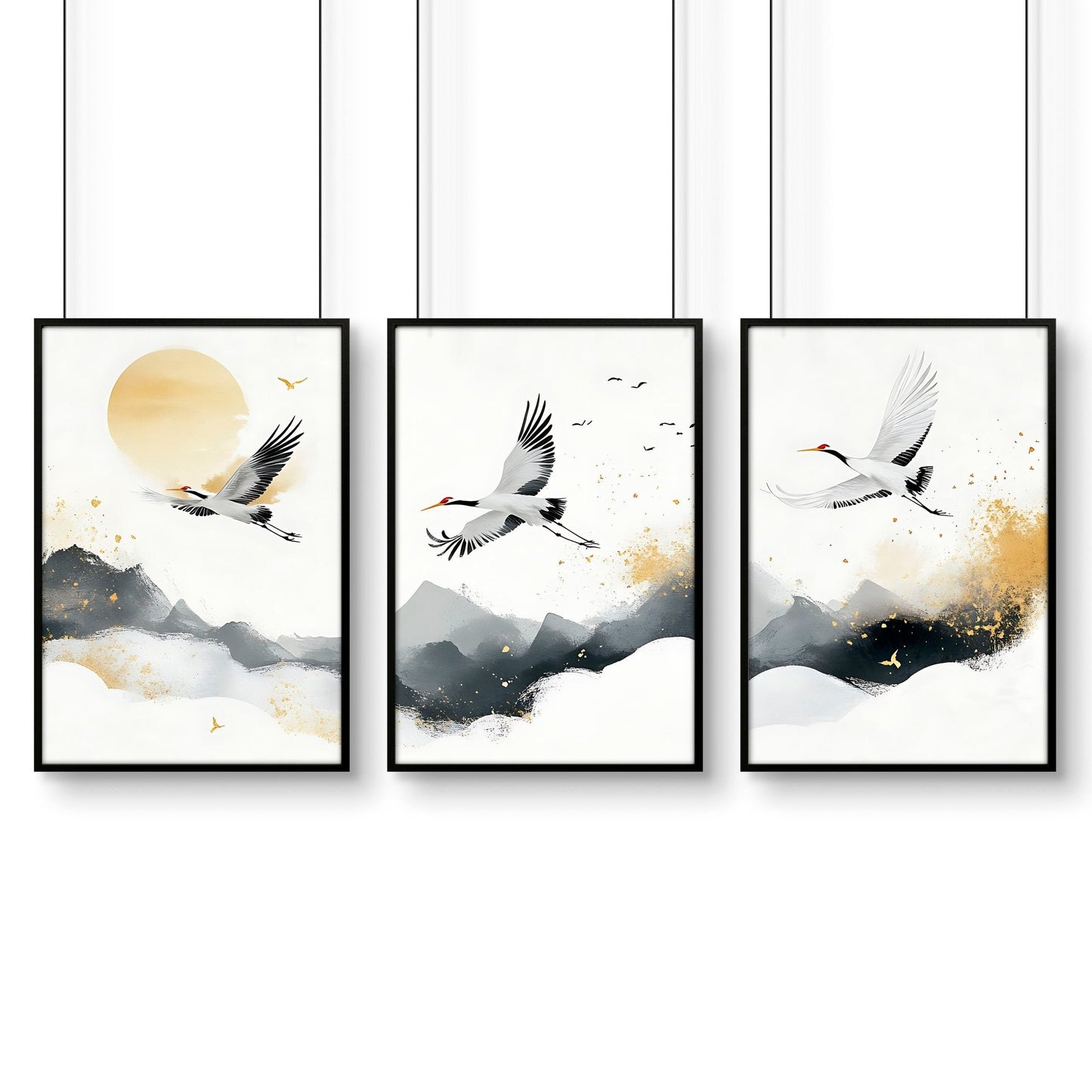 Art For Huge Wall | Set of 3 Asian Inspired Wall art Prints