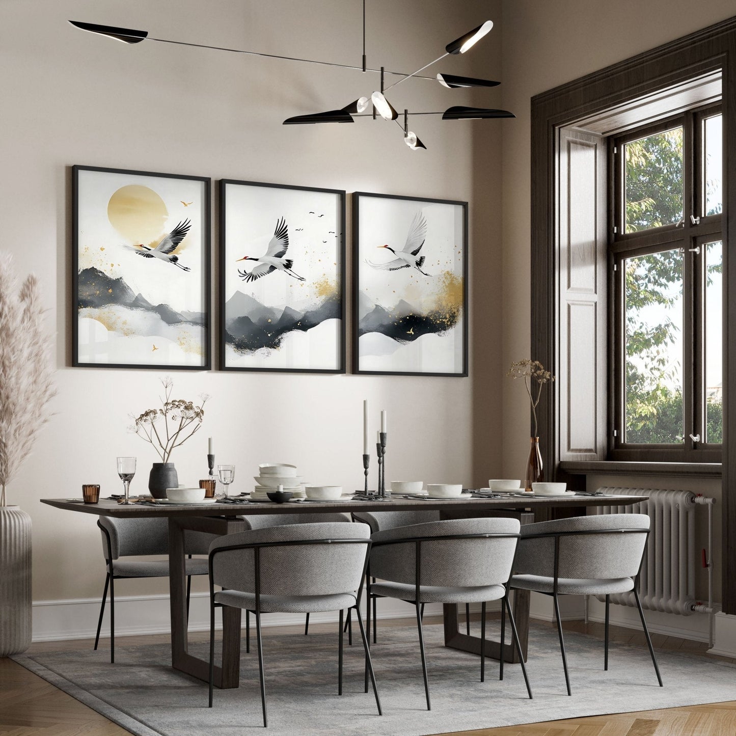 Art For Huge Wall | Set of 3 Asian Inspired Wall art Prints