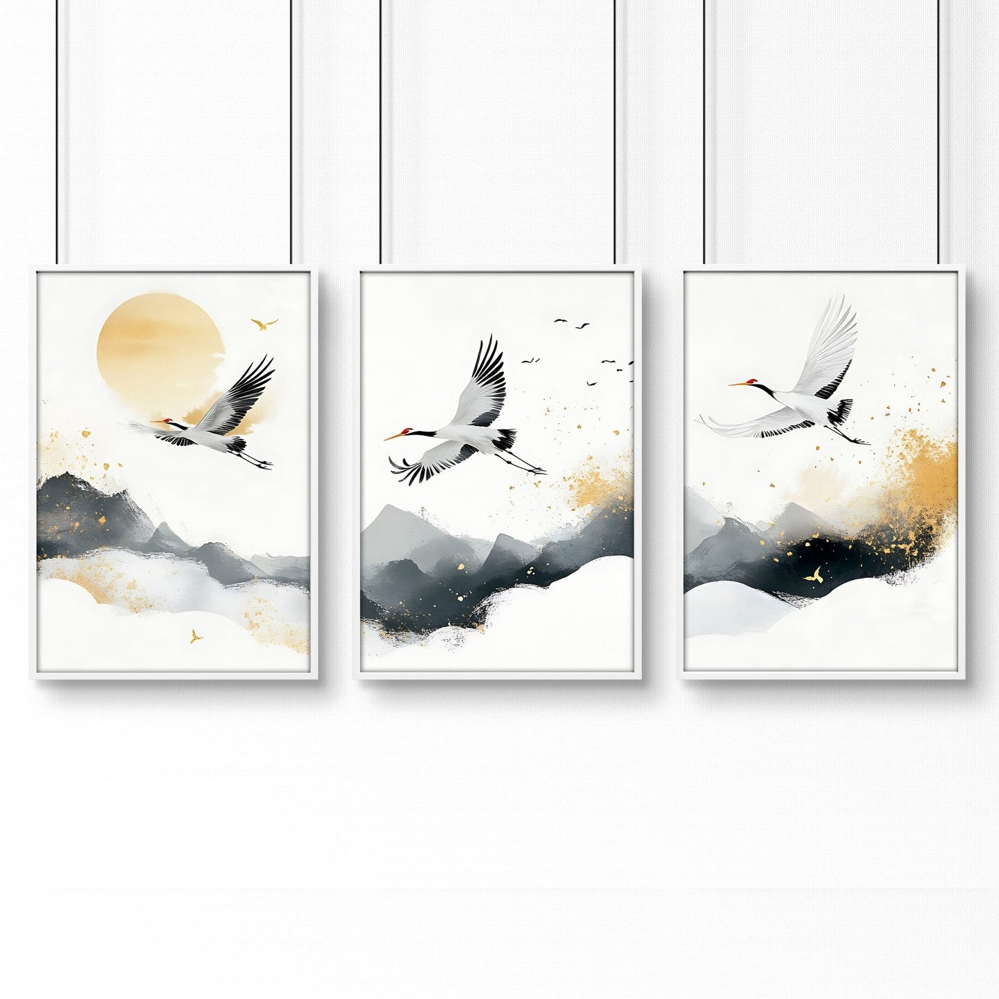 Art For Huge Wall | Set of 3 Asian Inspired Wall art Prints