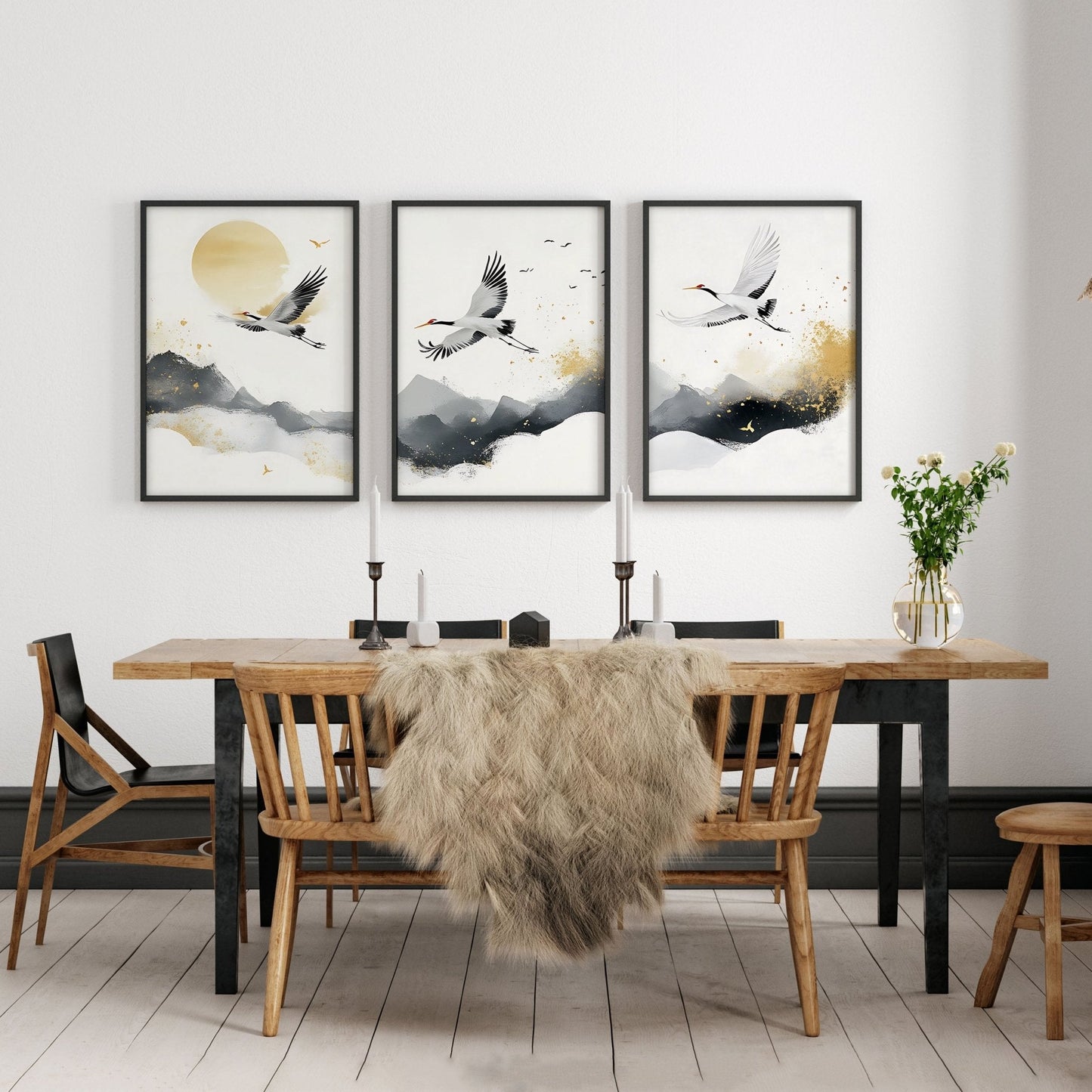 Art For Huge Wall | Set of 3 Asian Inspired Wall art Prints