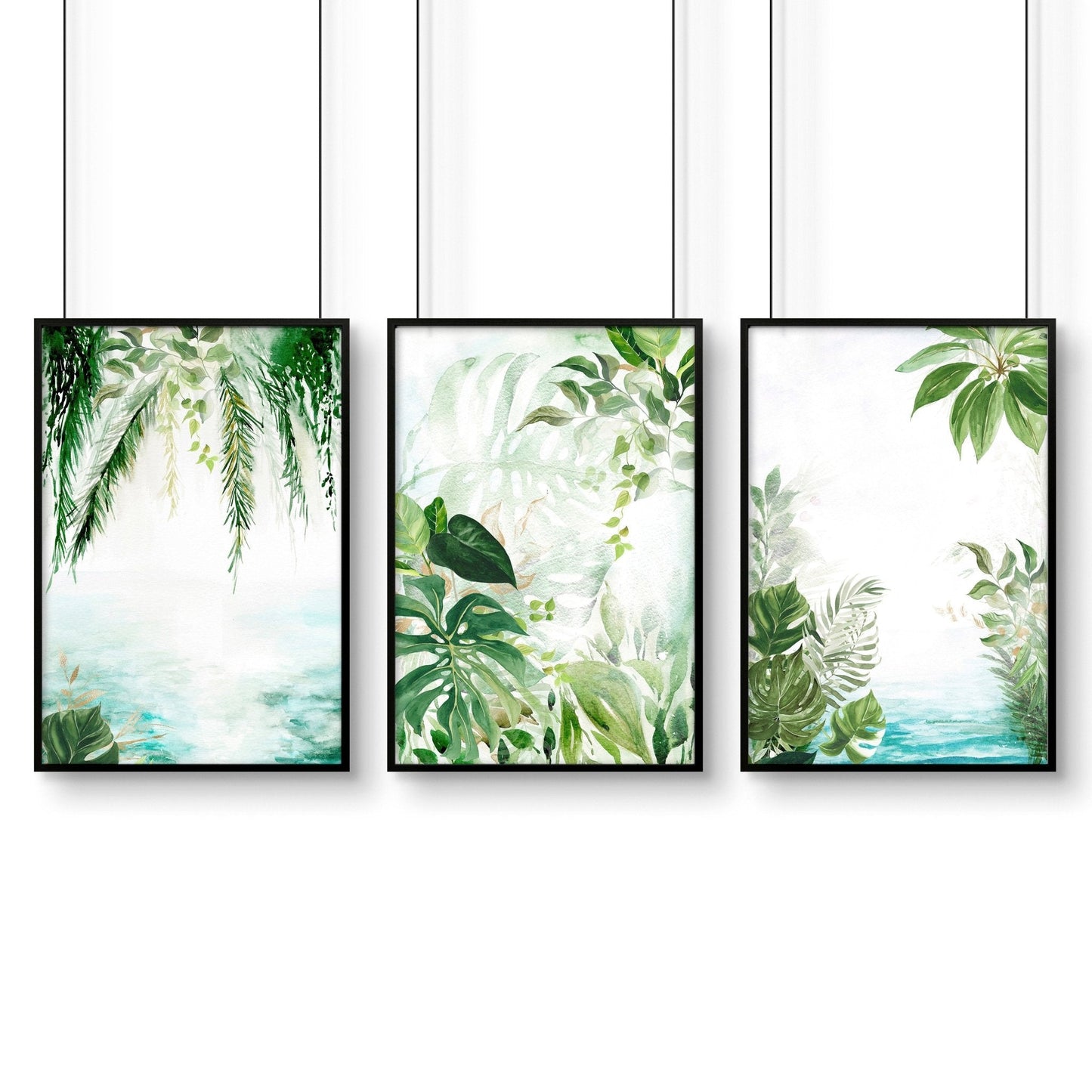 Art for office walls | set of 3 Tropical wall art prints
