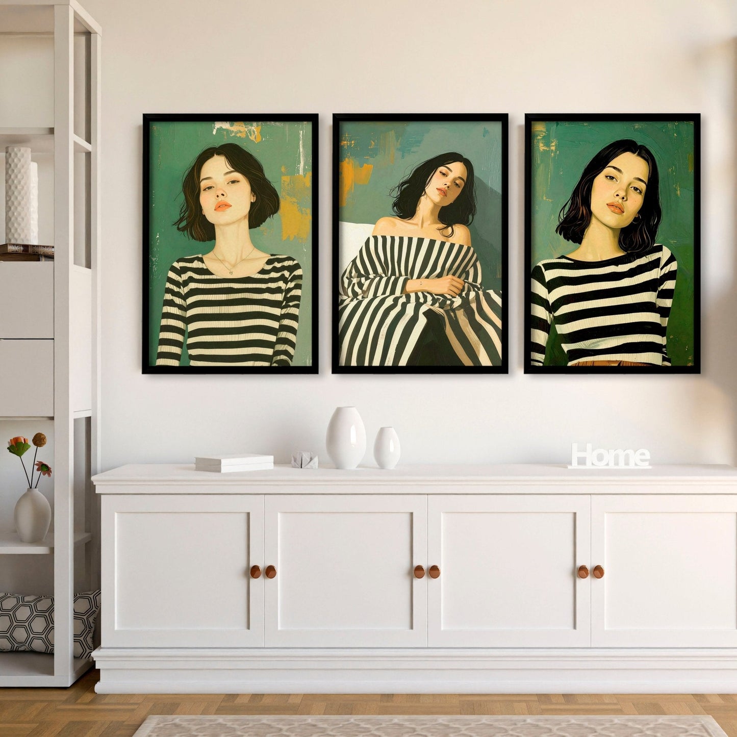 Art Print For Living Room | Set of 3 Boho Women Wall art Prints