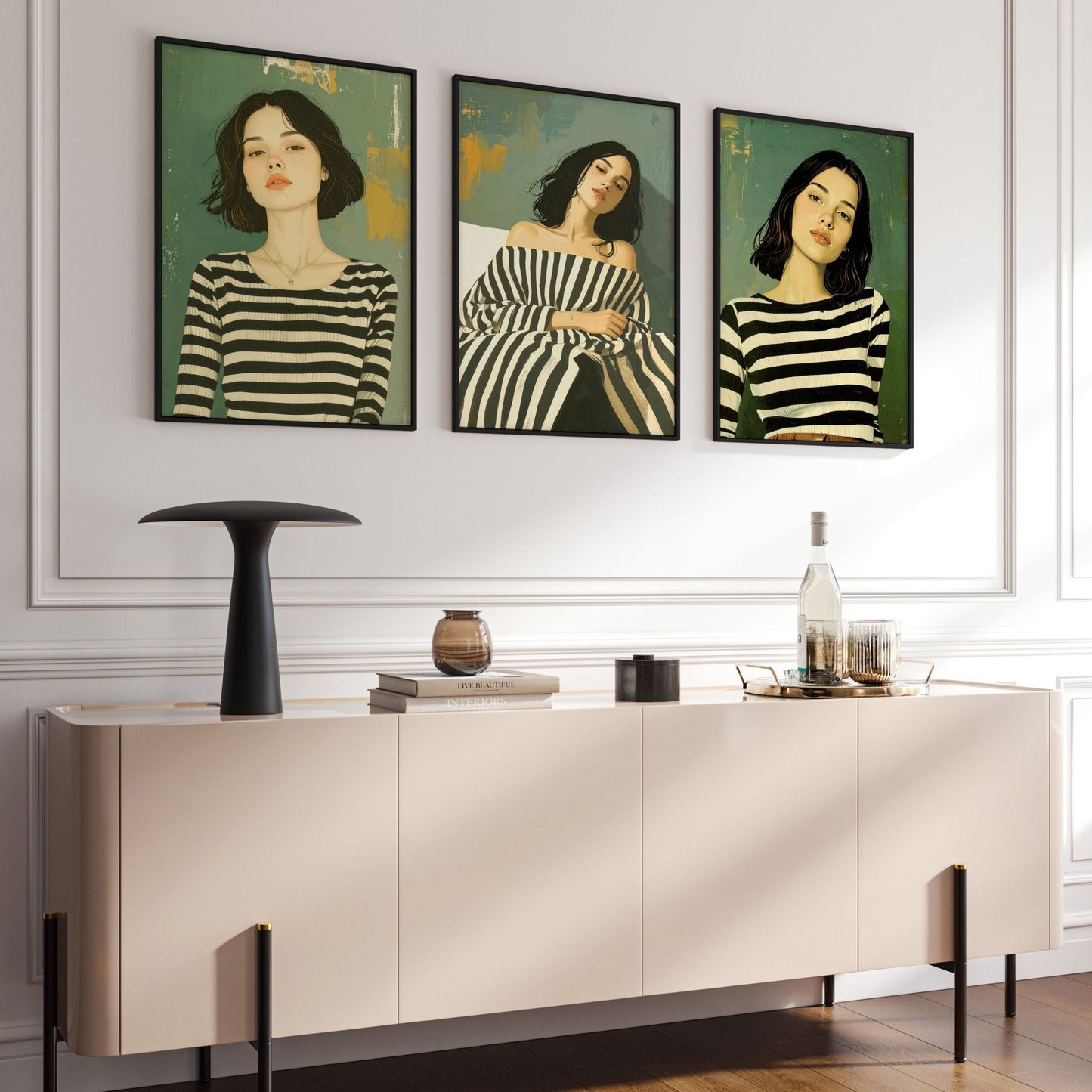 Art Print For Living Room | Set of 3 Boho Women Wall art Prints