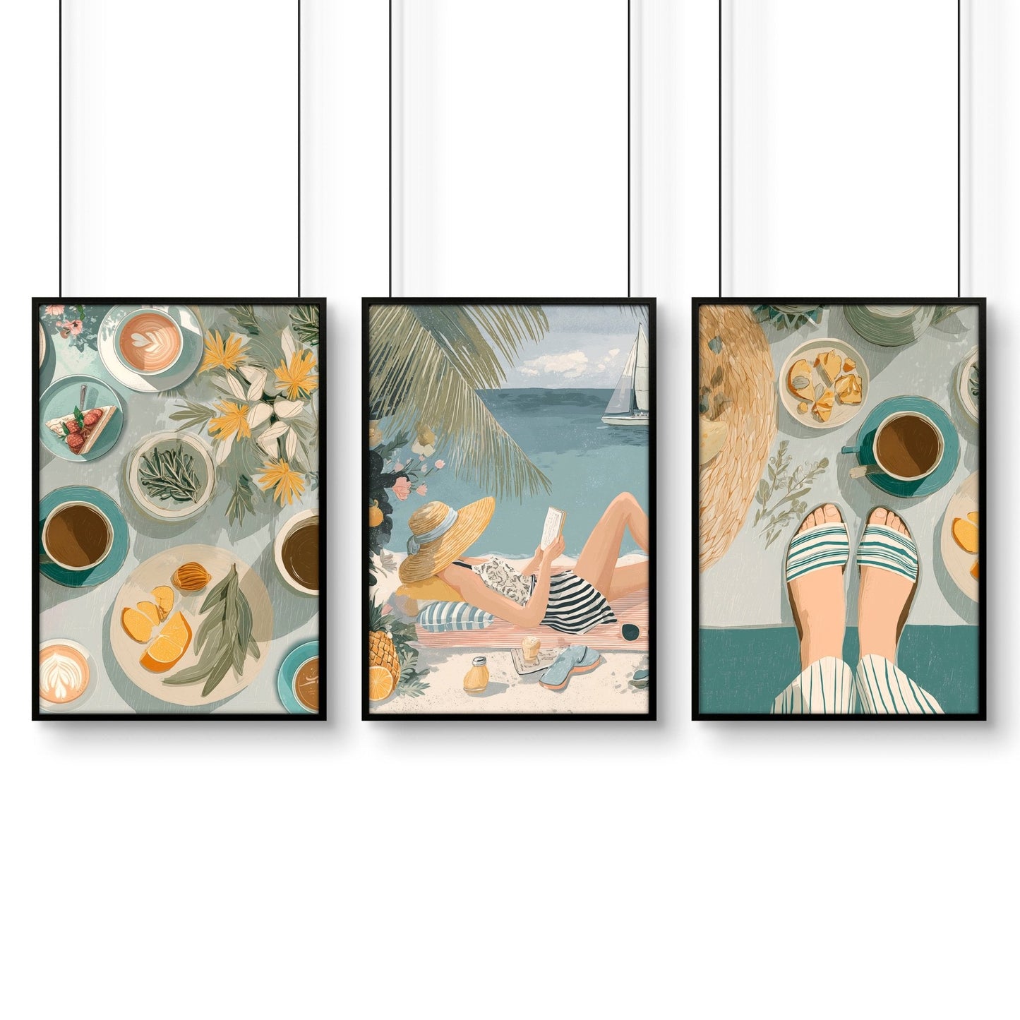 Art Print With Frame | Set of 3 Italian Lifestyle Wall art Prints