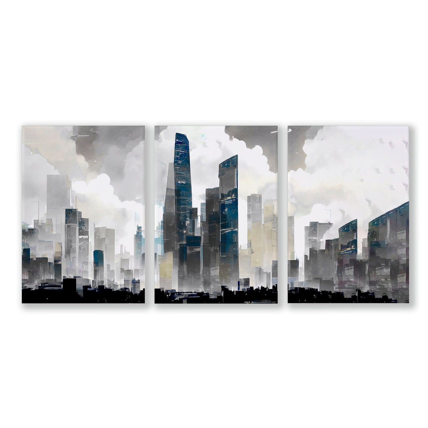 Art Prints Contemporary | Set of 3 Urban Skyscrapers Wall art Prints
