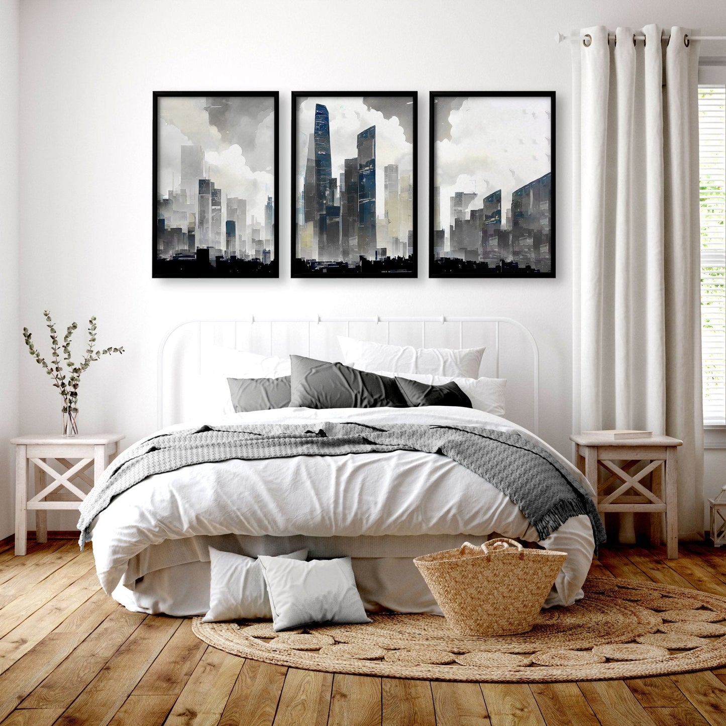 Art Prints Contemporary | Set of 3 Urban Skyscrapers Wall art Prints