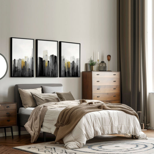Art Prints Large | Set of 3 Urban Skyscrapers Wall art Prints