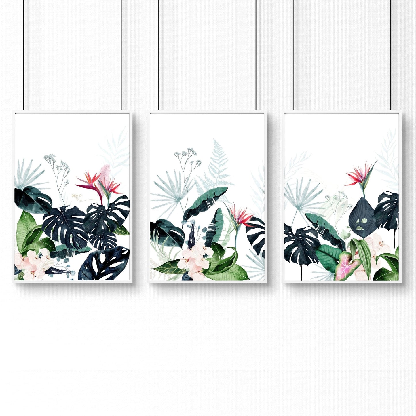 Artwork for offices | set of 3 Tropical wall art