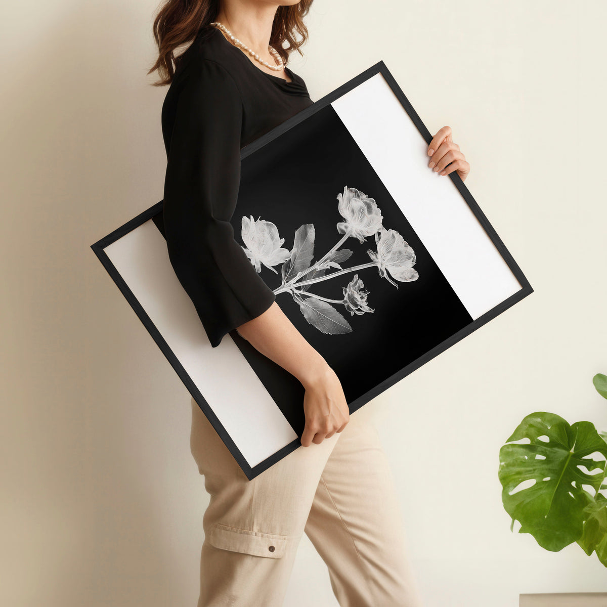 Artwork for a Kitchen Wall Black & White Botanical Floral Wall Art Prints | Set of 3