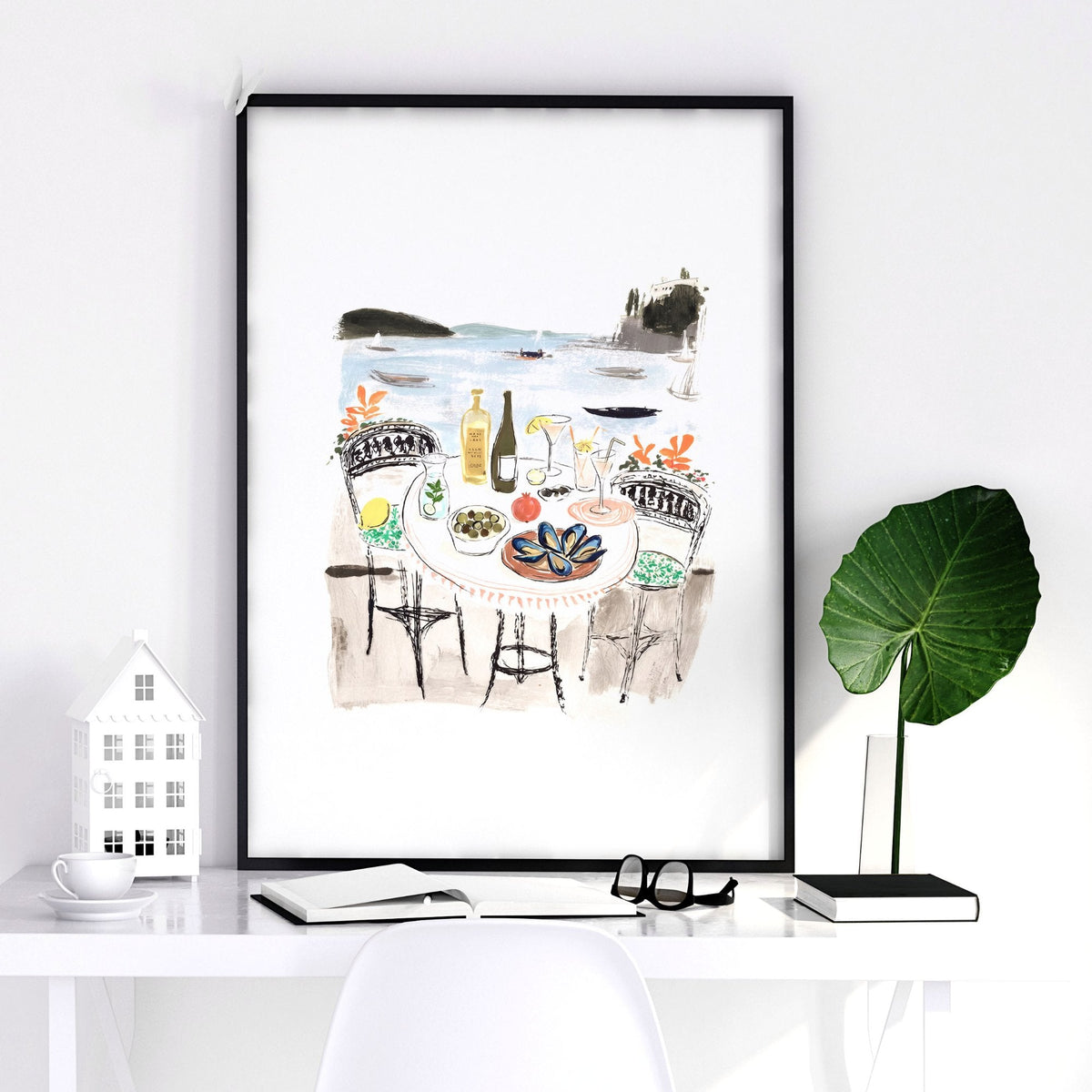 Artwork for a Living Room Mediterranean Coastal Watercolour "Sotto il sole di Amalfi" | Set of 3
