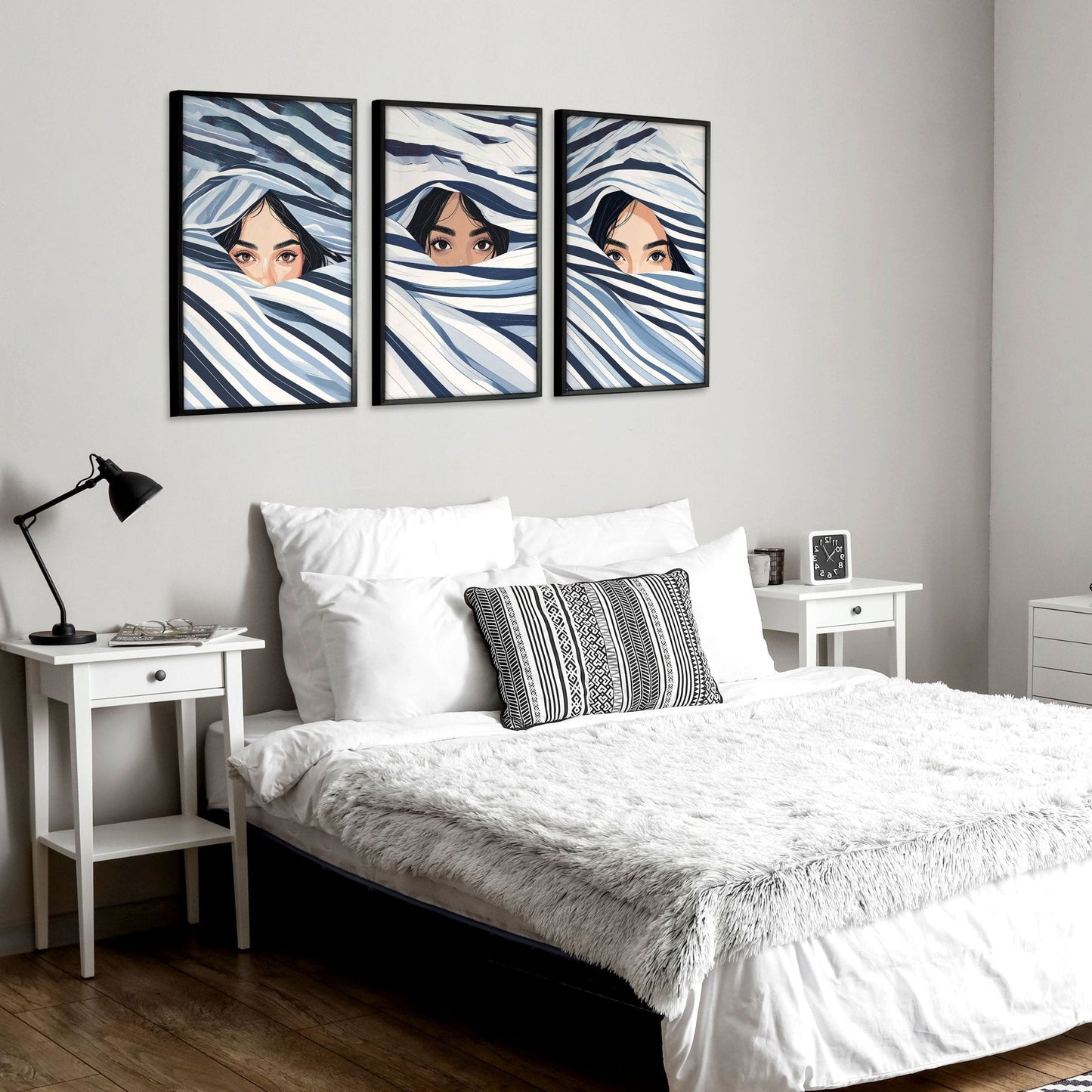 Artwork For Bedroom Wall | Set of 3 Boho Women Wall art Prints