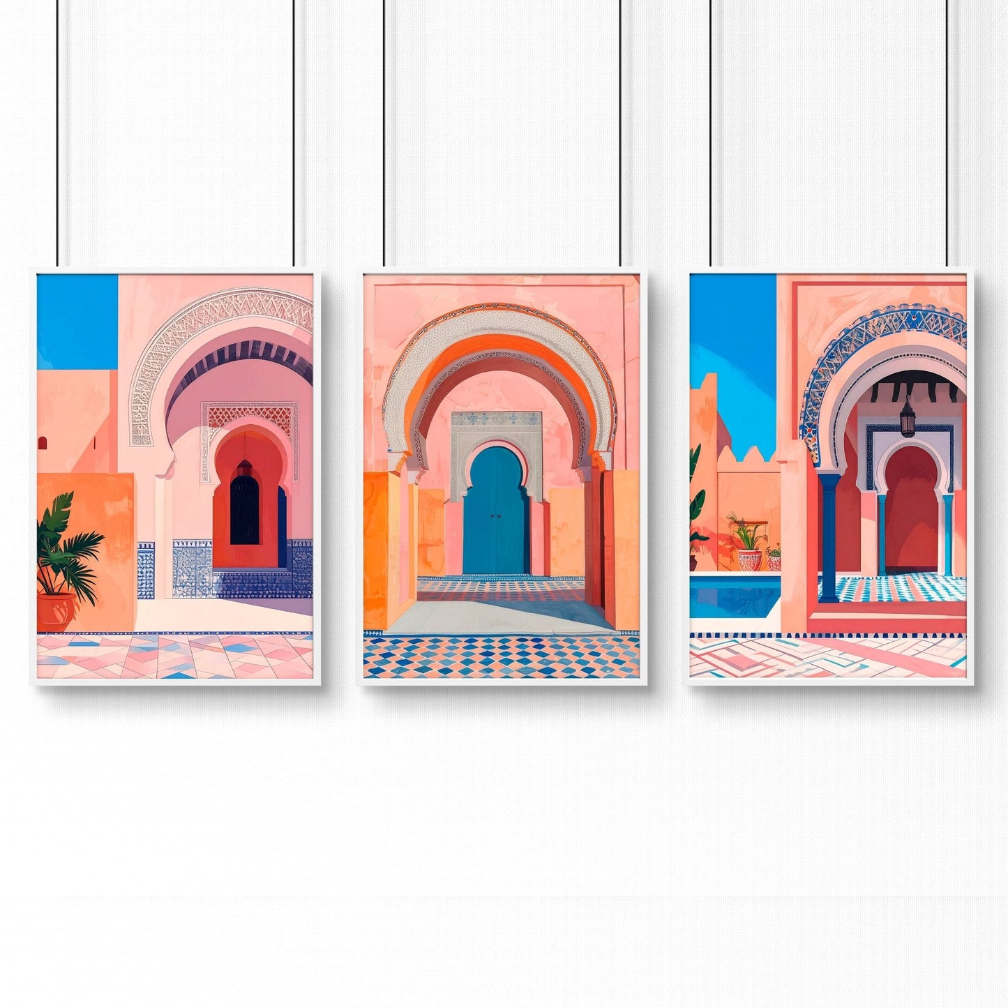Artwork For Home Office | Set of 3 Moroccan Inspired Wall art Prints