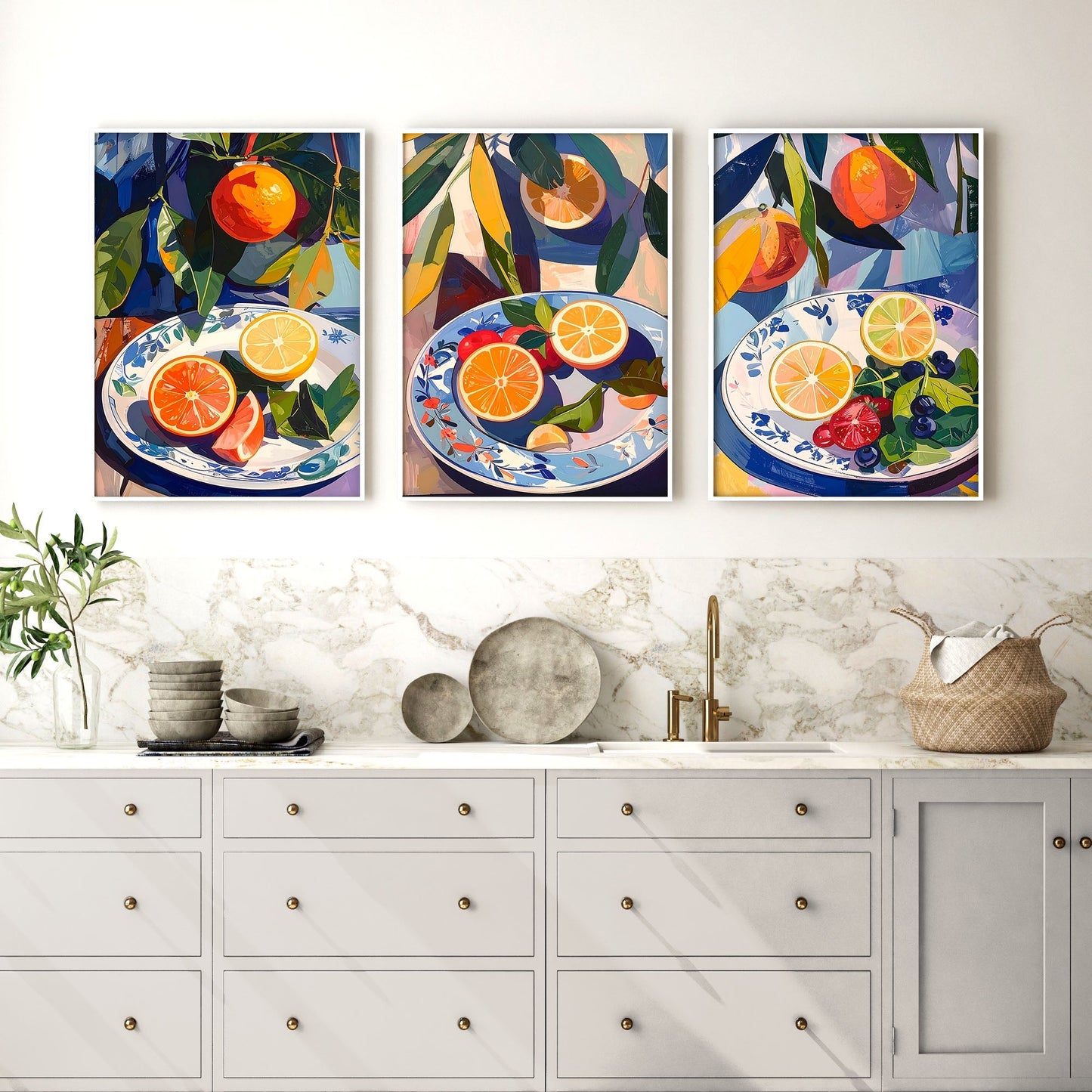 Artwork For Kitchen | Set of 3 Citrus Wall art Prints
