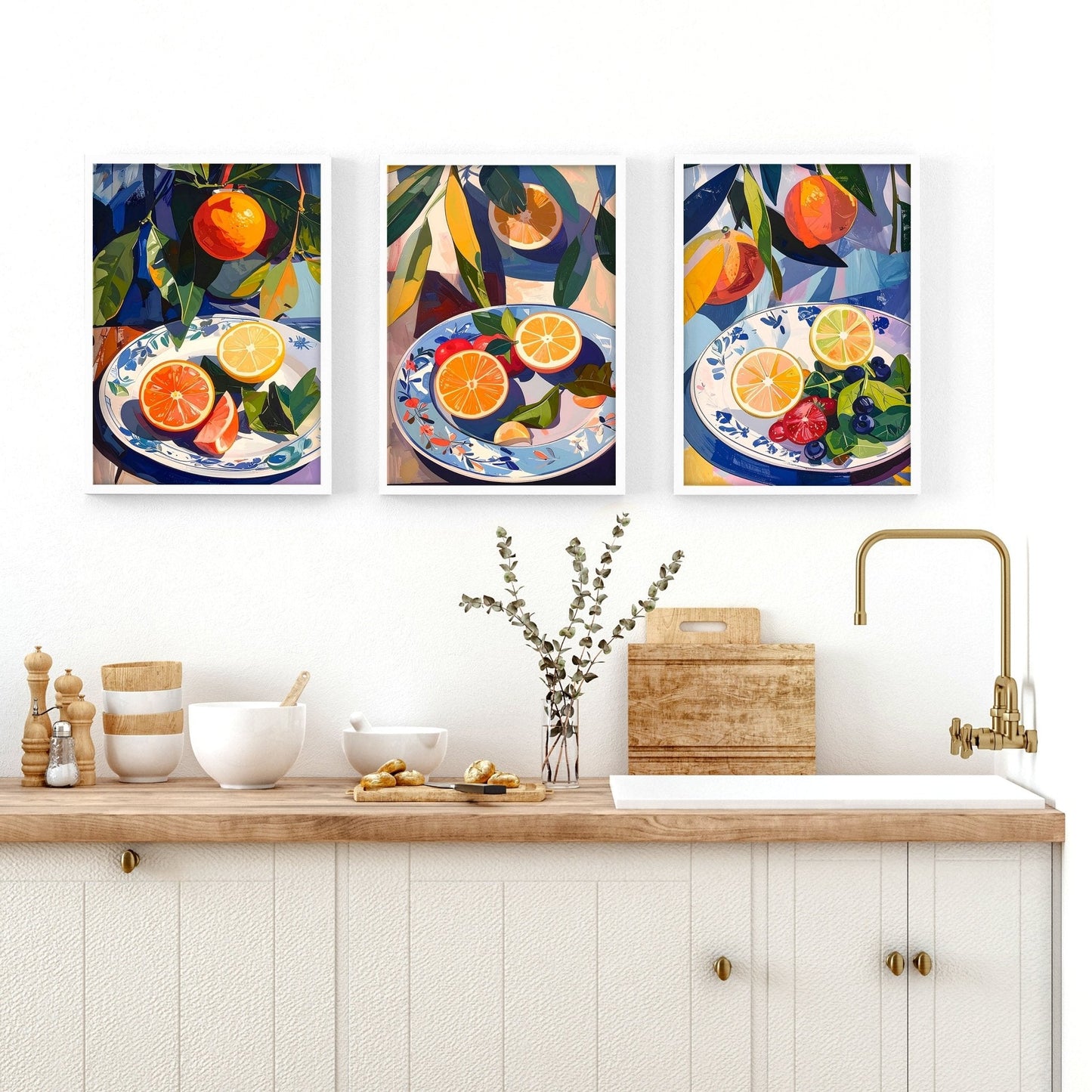 Artwork For Kitchen | Set of 3 Citrus Wall art Prints