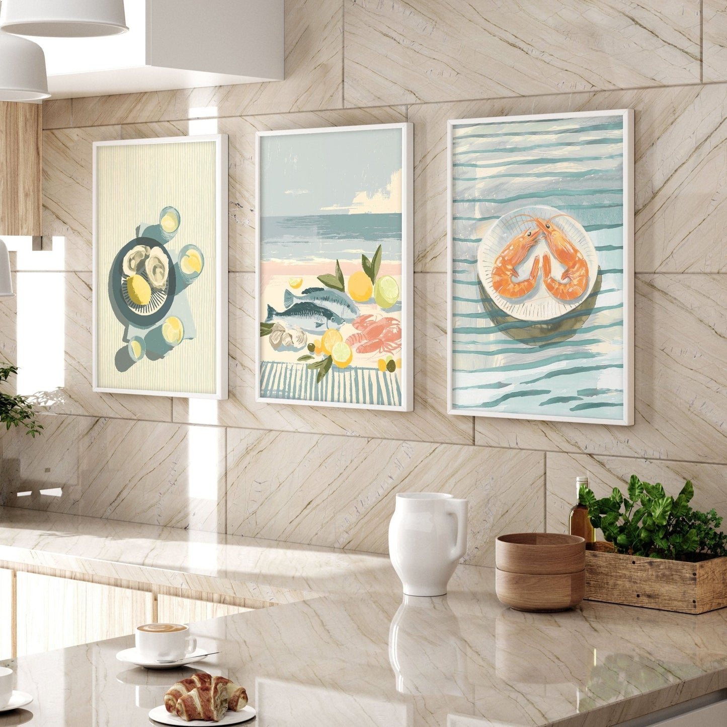 Artwork For Kitchen Wall | Set of 3 Italian Lifestyle Wall art Prints