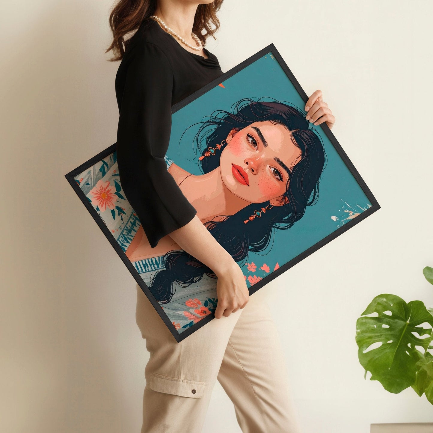 Artwork For Living Room Walls | Set of 3 Boho Women Wall art Prints