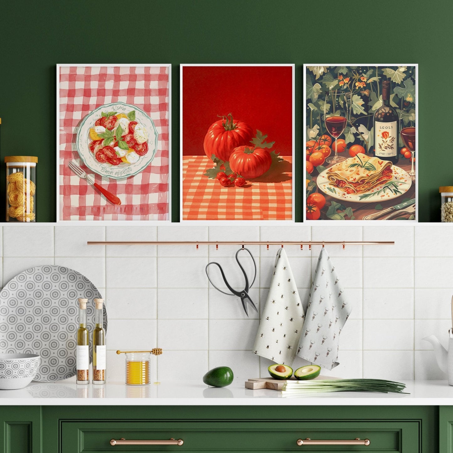 Artwork For The Kitchen Wall | Set of 3 Italian Lifestyle Wall art Prints