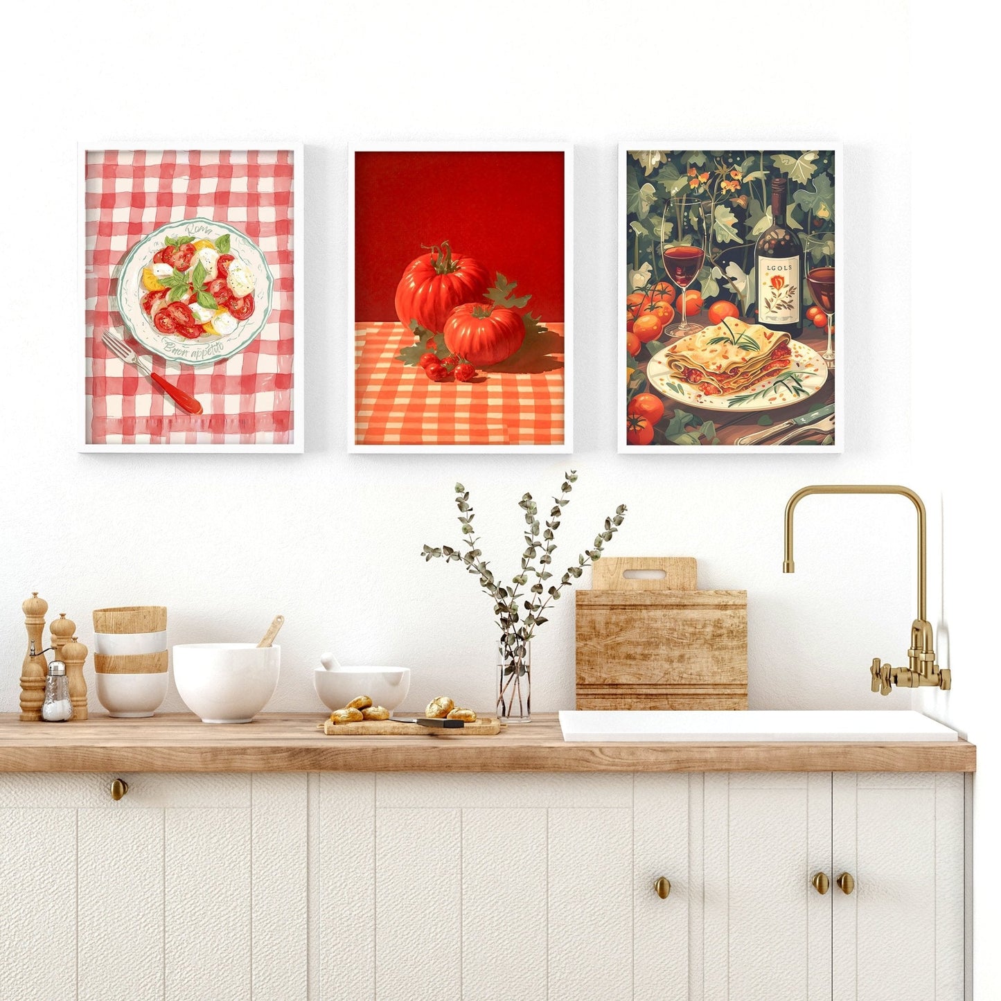 Artwork For The Kitchen Wall | Set of 3 Italian Lifestyle Wall art Prints