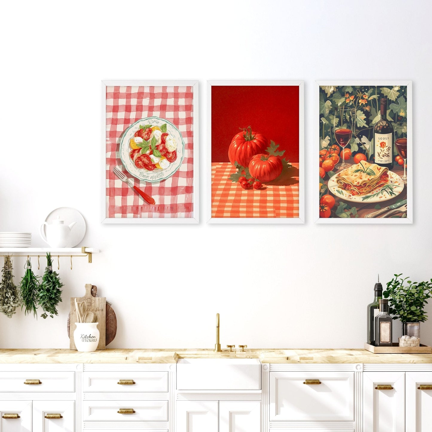 Artwork For The Kitchen Wall | Set of 3 Italian Lifestyle Wall art Prints