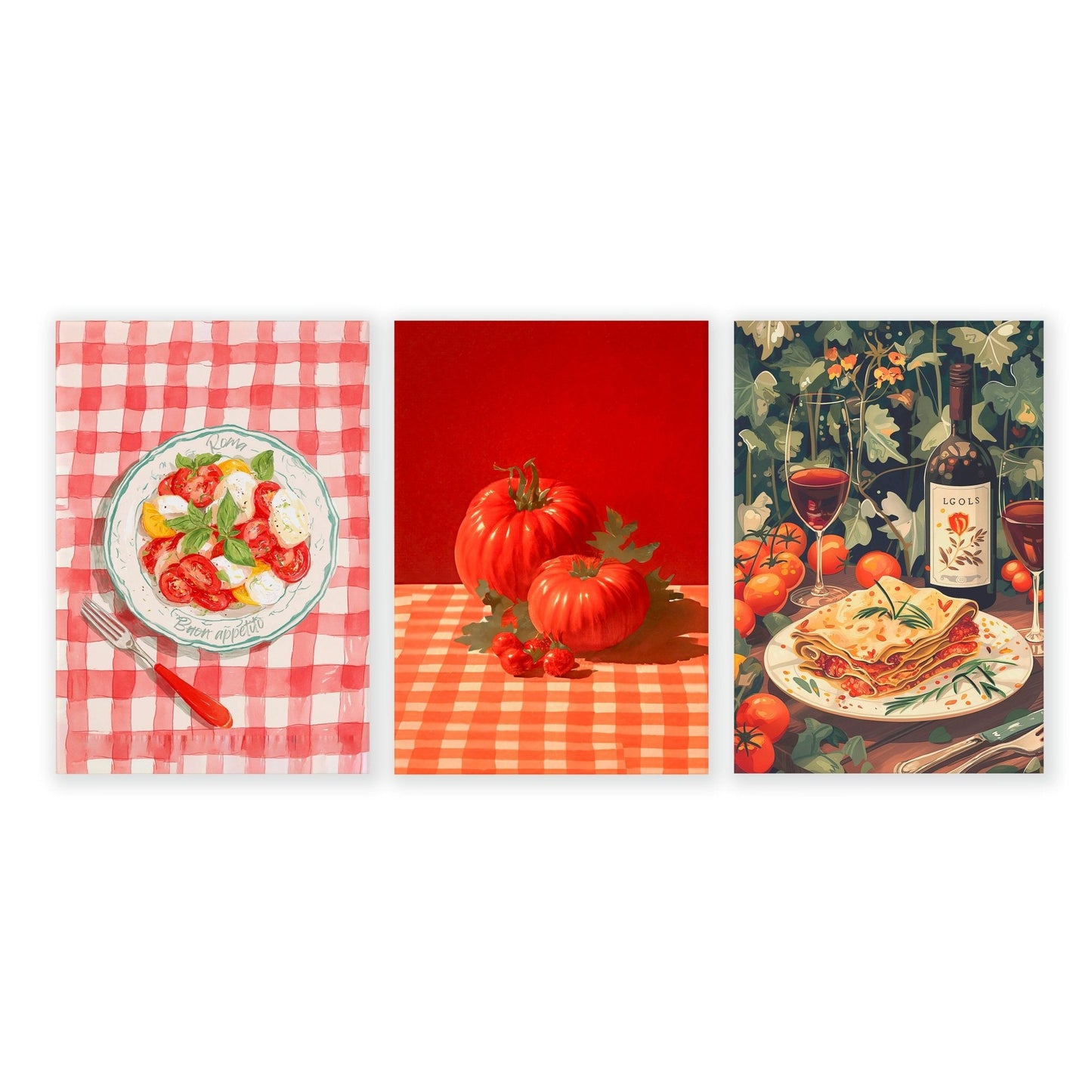 Artwork For The Kitchen Wall | Set of 3 Italian Lifestyle Wall art Prints
