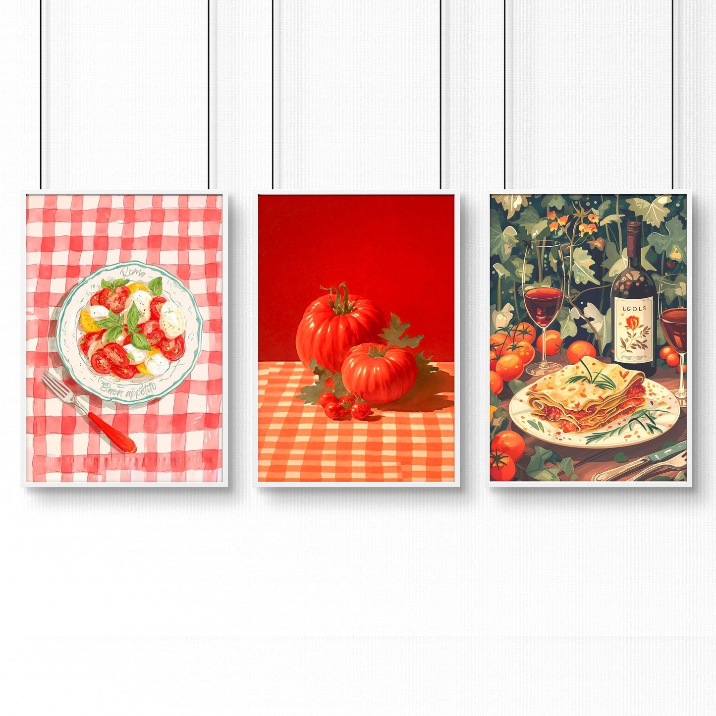 Artwork For The Kitchen Wall | Set of 3 Italian Lifestyle Wall art Prints