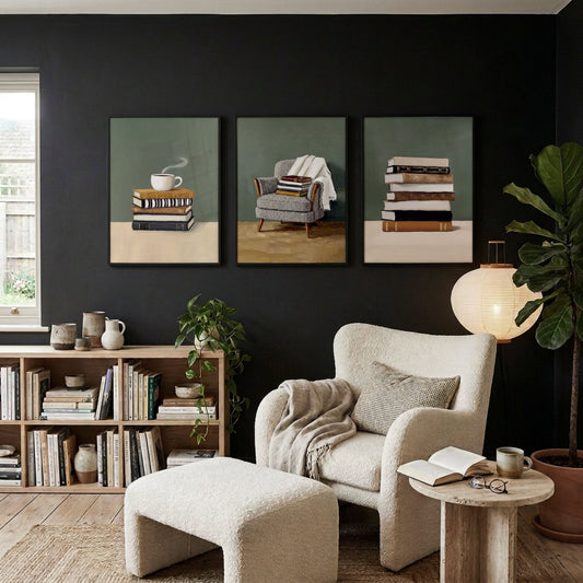 Artwork for the Living Room Bohemian Books & Reading Nook Wall Art Prints | Set of 3