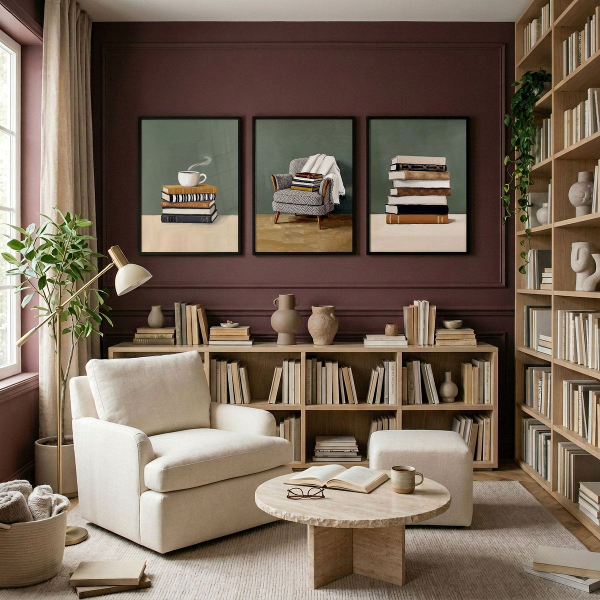 Artwork for the Living Room Bohemian Books & Reading Nook Wall Art Prints | Set of 3