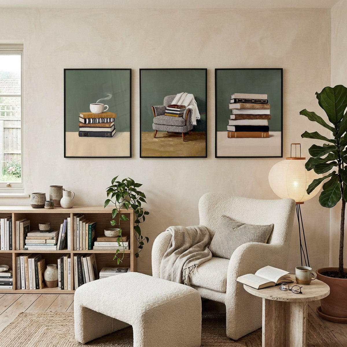 Artwork for the Living Room Bohemian Books & Reading Nook Wall Art Prints | Set of 3