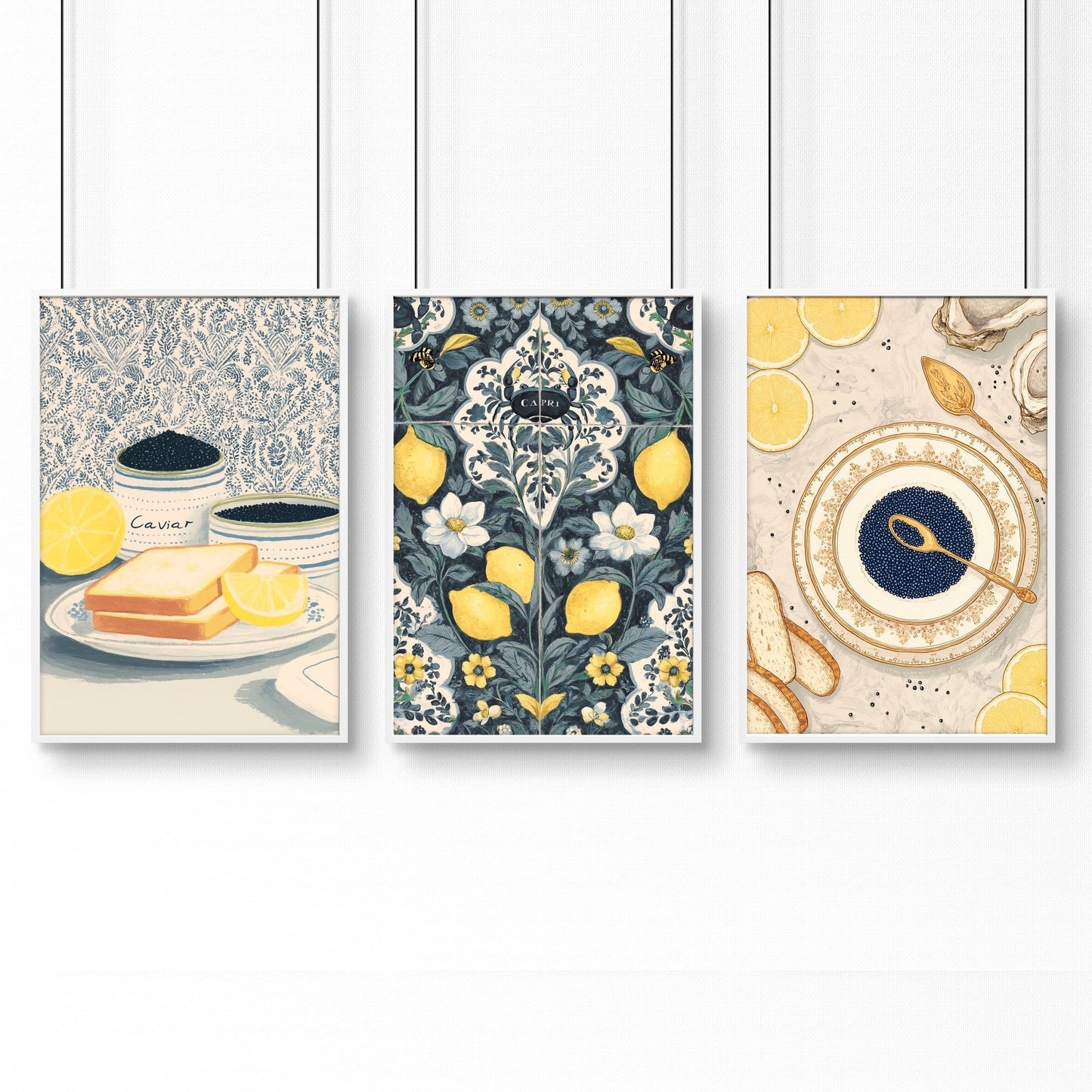Artwork In Kitchen | Set of 3 Italian Lifestyle Wall art Prints