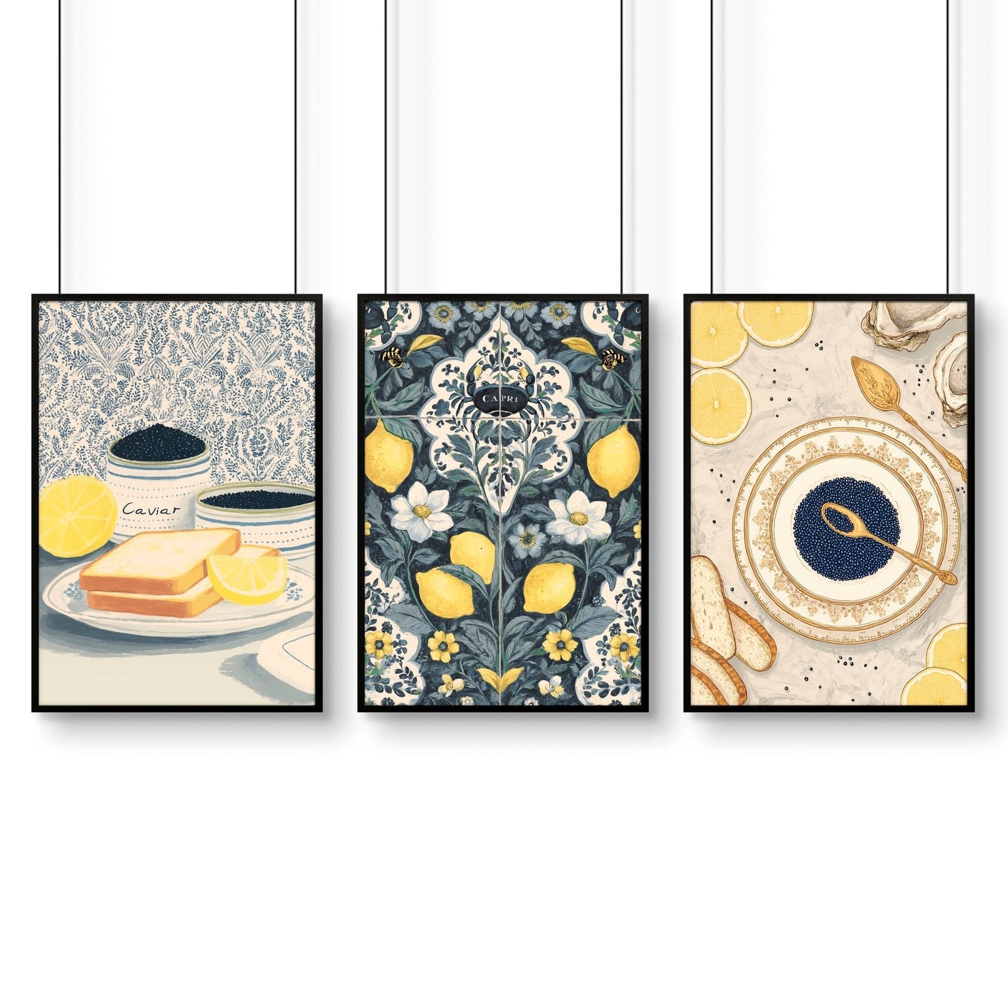 Artwork In Kitchen | Set of 3 Italian Lifestyle Wall art Prints