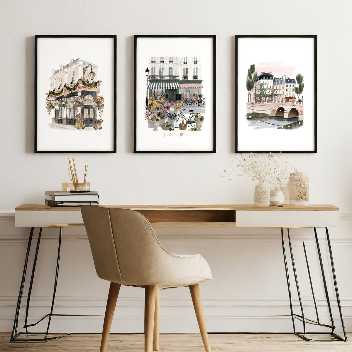 Artwork London "London in Bloom" Travel Wall Art Prints | Set of 3