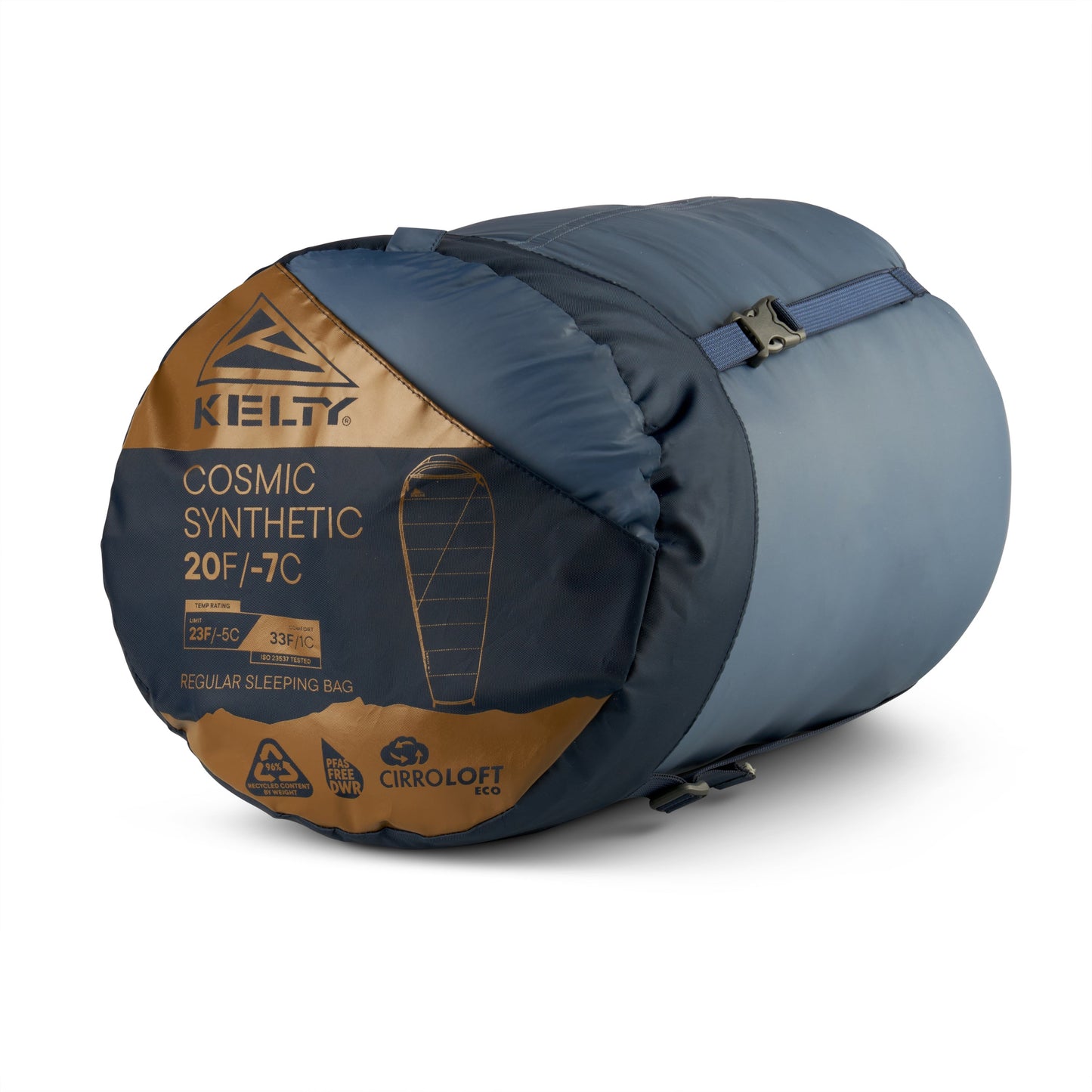 Kelty Cosmic Synthetic 20°F (-7°C) Sleeping Bag - Regular - Pageant Blue/Bering Sea/Dull Gold