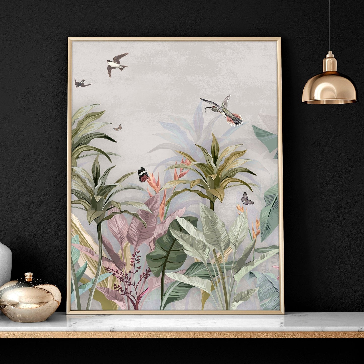 Living room wall pictures | Set of 2 Asian wall art prints