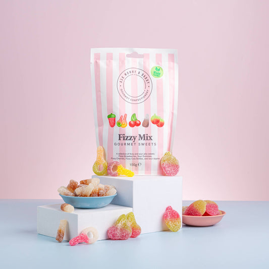 Ask Mummy & Daddy Fizzy Mix Pouch 150g – Mixed Fizzy & Sour Vegan Sweets