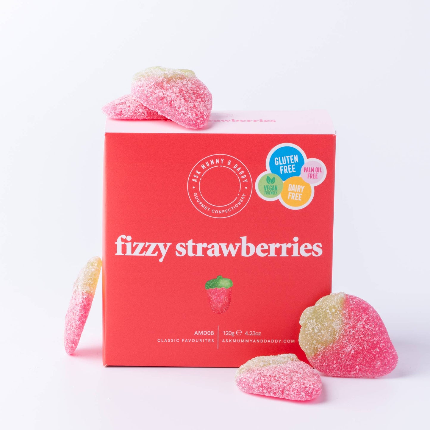 Ask Mummy & Daddy Fizzy Strawberries Gift Box – Strawberry Flavoured Fizzy Sweets