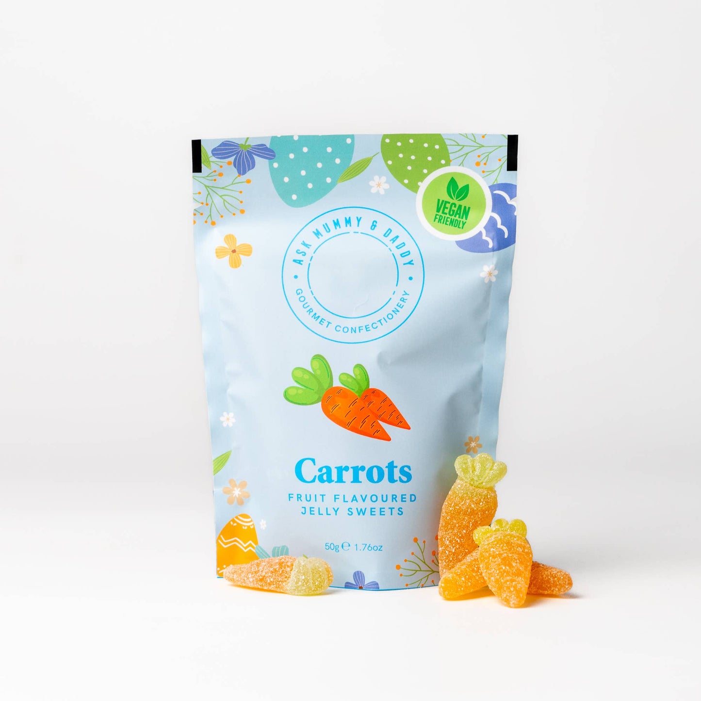 Ask Mummy & Daddy Jelly Carrots Pouch – Vegan Orange Flavoured Jelly Sweets