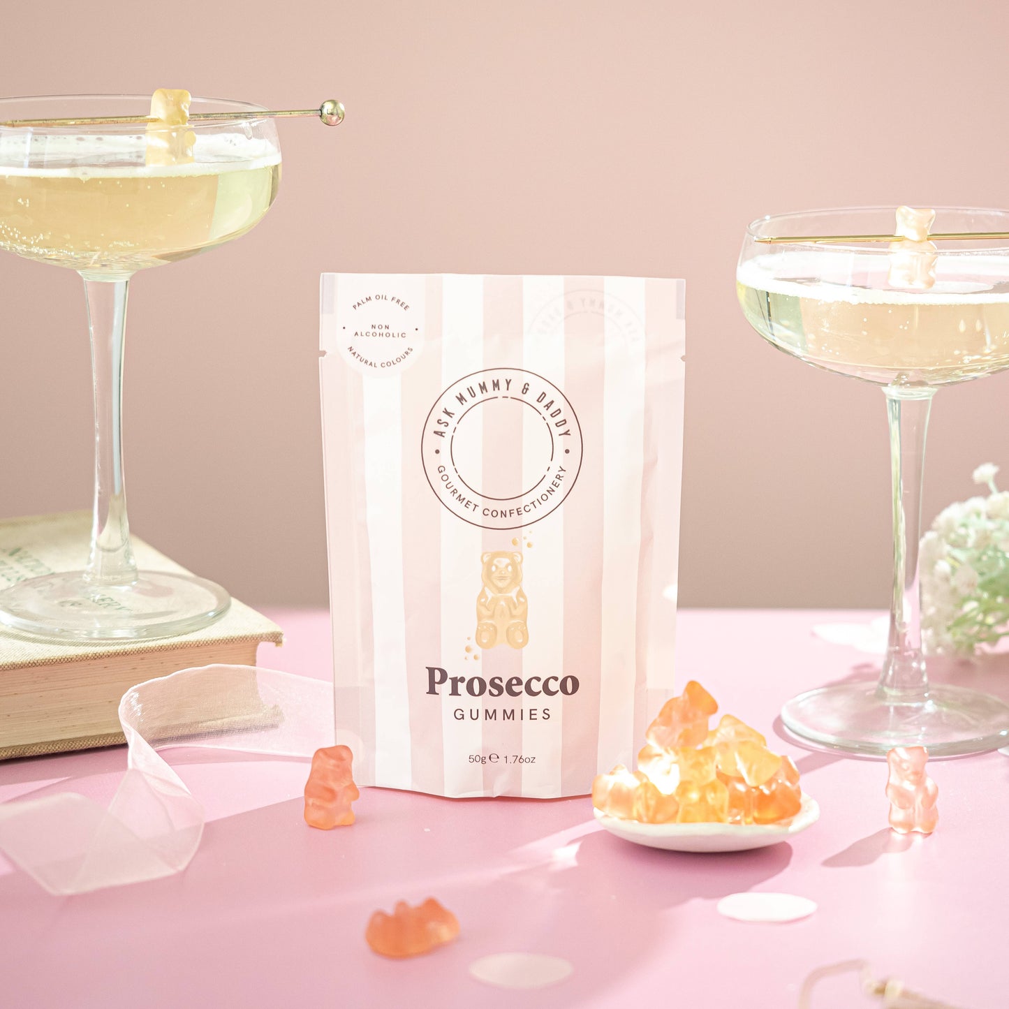 Ask Mummy & Daddy Prosecco Gummy Bears 50g Pouch – Prosecco Flavoured Gummies