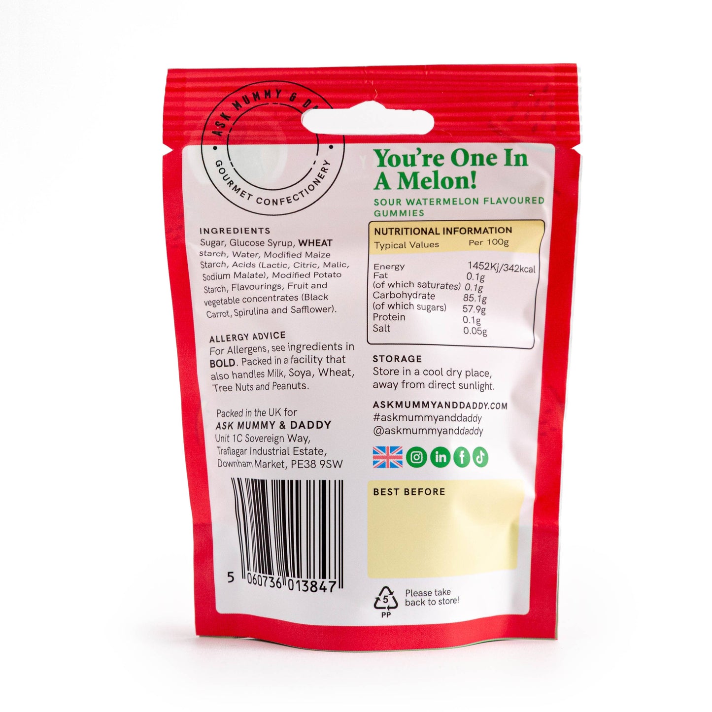 Ask Mummy & Daddy You're One In A Melon Gummies 50g Pouch – Melon Flavoured Vegan Sweets