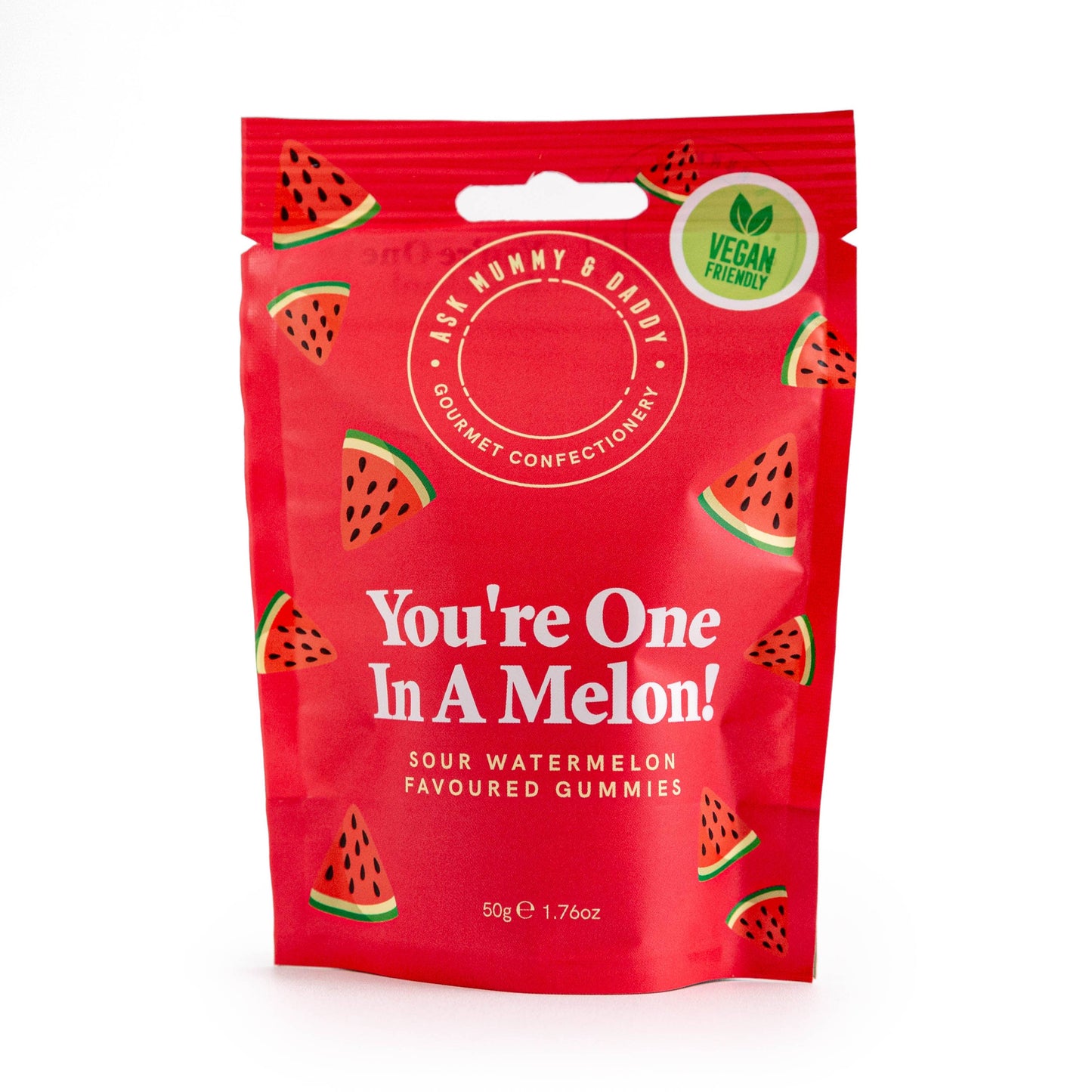 Ask Mummy & Daddy You're One In A Melon Gummies 50g Pouch – Melon Flavoured Vegan Sweets