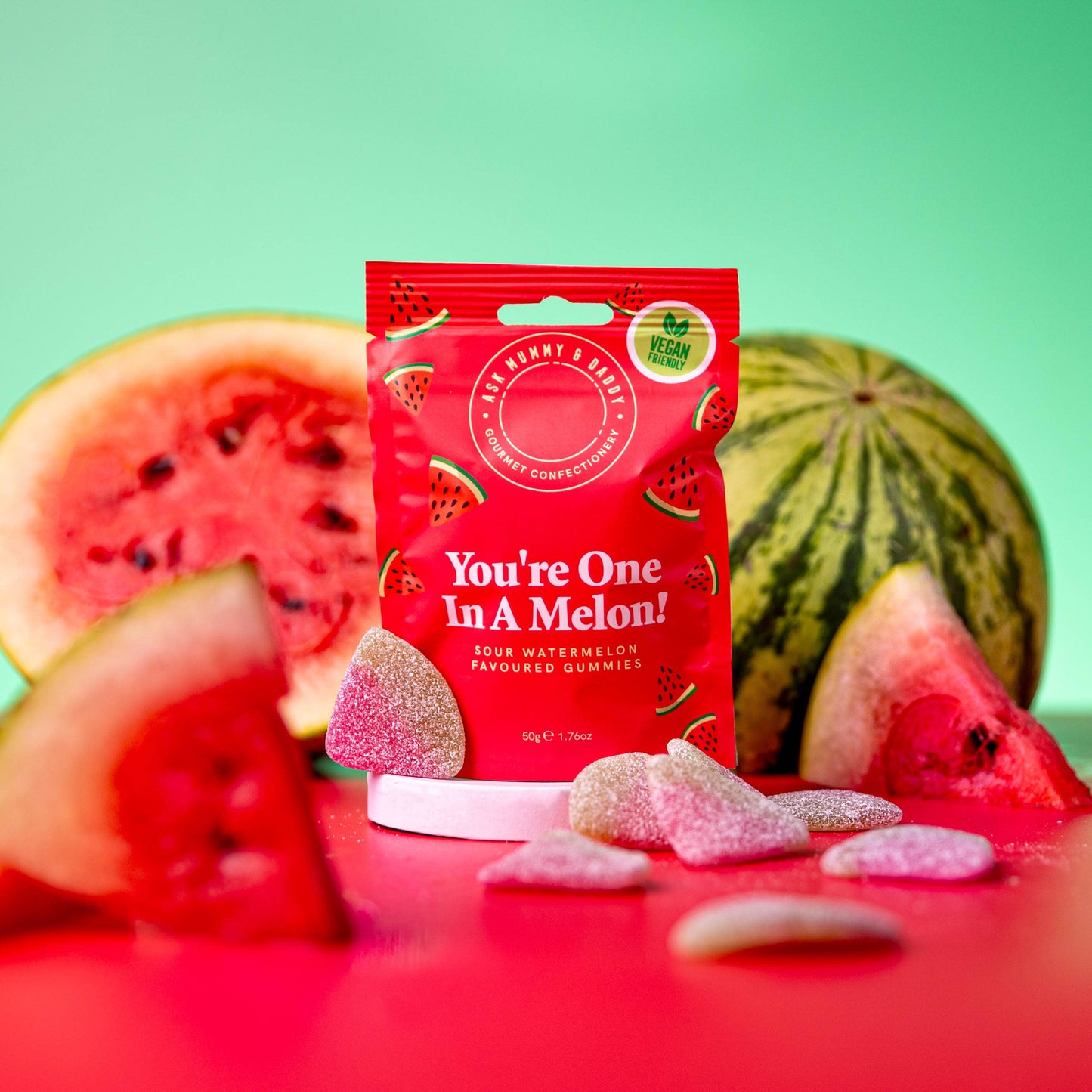 Ask Mummy & Daddy You're One In A Melon Gummies 50g Pouch – Melon Flavoured Vegan Sweets