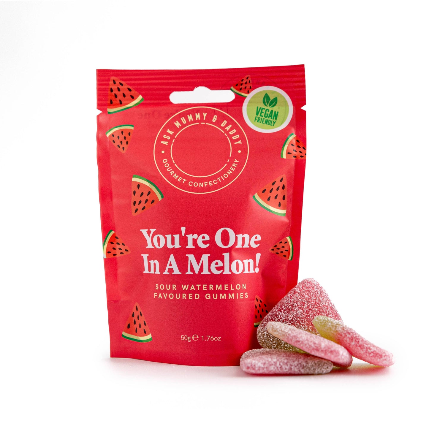 Ask Mummy & Daddy You're One In A Melon Gummies 50g Pouch – Melon Flavoured Vegan Sweets
