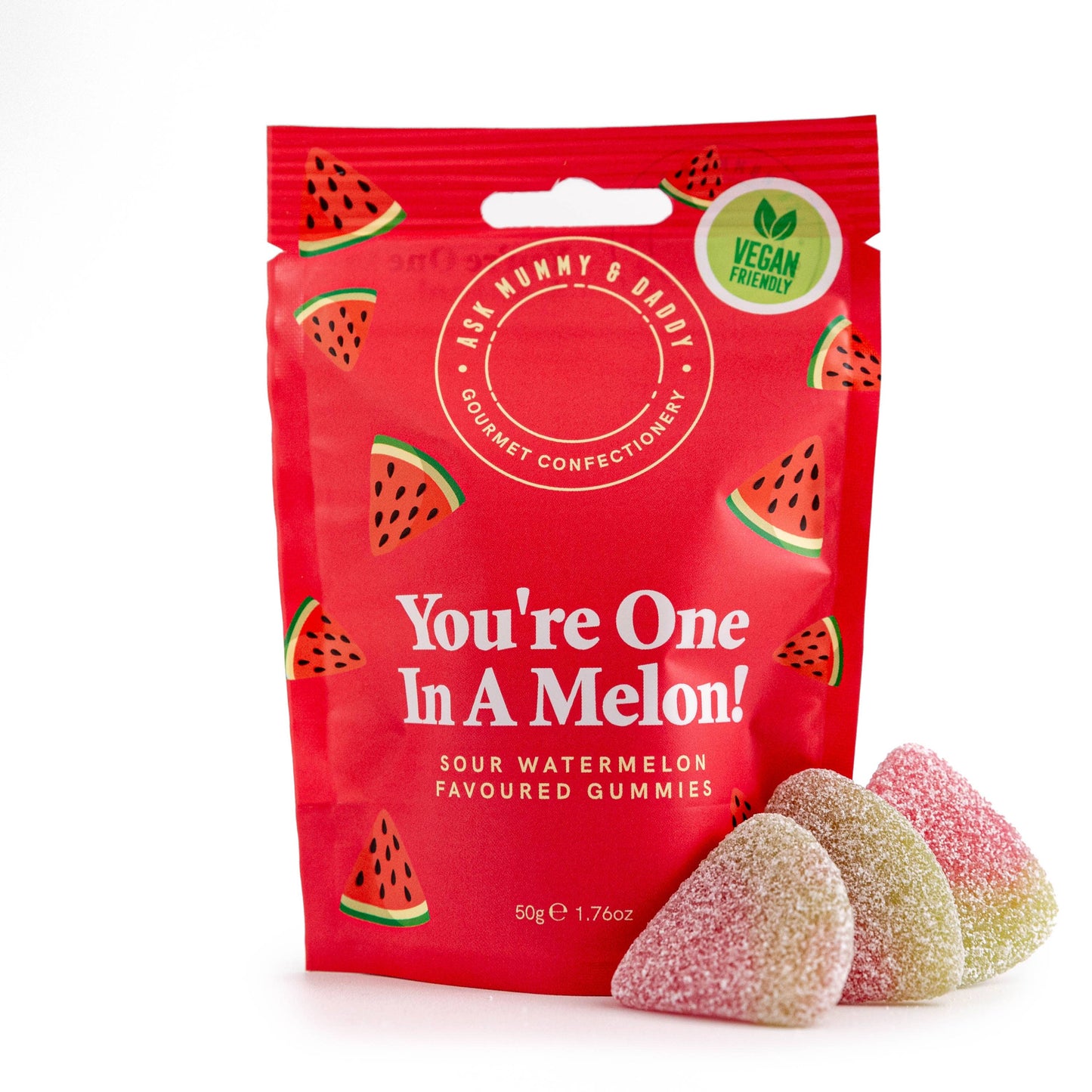 Ask Mummy & Daddy You're One In A Melon Gummies 50g Pouch – Melon Flavoured Vegan Sweets