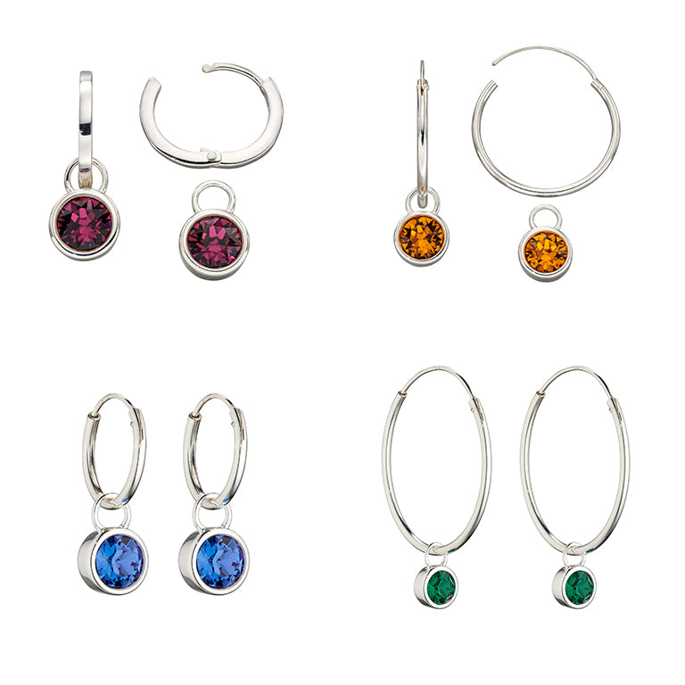 Beginnings Crystal Birthstone Hoop Earring Charms