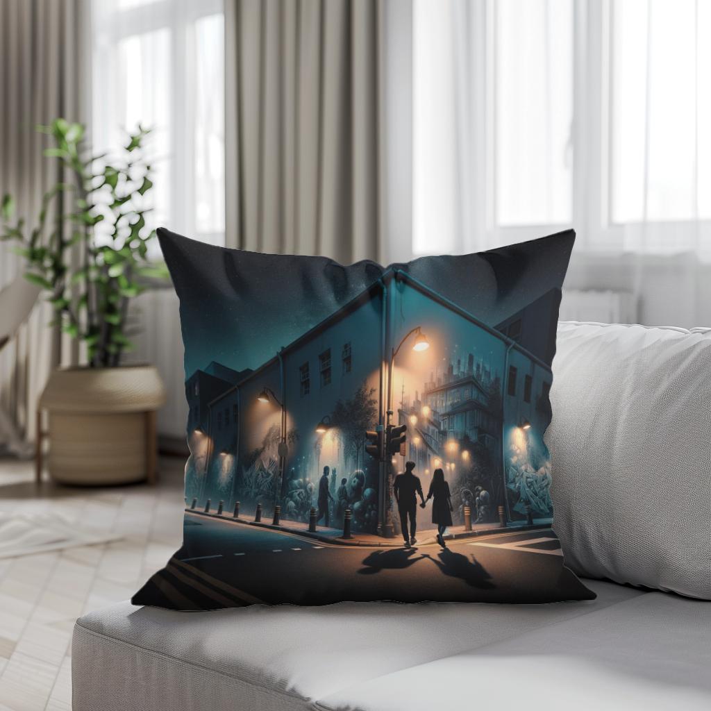 Midnight Mural Walk Cotton Cushion