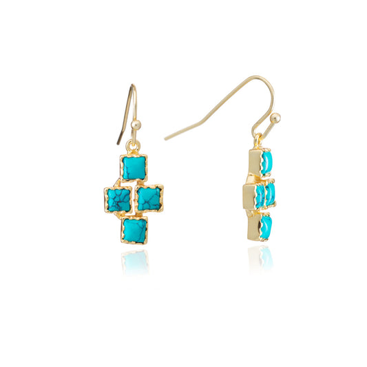 Athena Small Mosaic Drop Earrings Turquoise