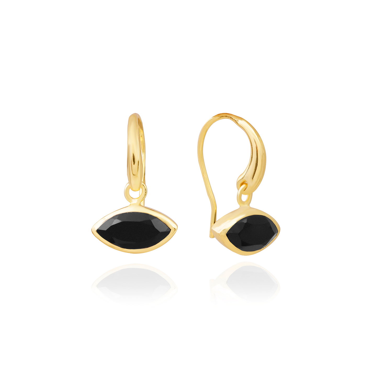 Lena Marquise Gemstone Drop Earrings Black Onyx
