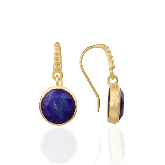 [PRE-ORDER] Charis Round Gemstone Earrings Lapis